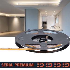 Wodoszczelna średnio mocna taśma LED 7,2W 12V COB 4000K 750lm CRI90 IP67 8mm Rolka 5m Prescot EC320-025-8-NW-IP67N