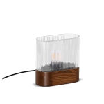Orzechowa lampa stołowa z szklanym ryflowanym kloszem Ummo FLS122P1 Flumina St E14