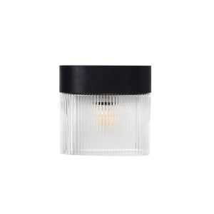Czarna lampa ścienna z szklanym ryflowanym kloszem Ummo FLWA13000 Flumina W A E14