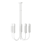 Biały nowoczesny żyrandol z drewna i szkła Ummo FNB511R03 Funsui B M 5xE14 73,7cm