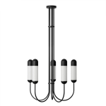 Czarno biały nowoczesny żyrandol z drewna i szkła Ummo FNB522R03 Funsui B M 5xE14 73,7cm