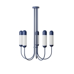 Niebiesko biały nowoczesny żyrandol z drewna i szkła Ummo FNB51313R02 Funsui S M 5xE14 73,7cm