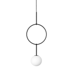 Lampa wisząca biała kula na czarnej metalowej obręczy Ummo ISA122P0 Isuulla A G9