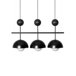 Czarna geometryczna lampa wisząca z białymi szklanymi kloszami Ummo KEB322P0 Kello B 3xG9