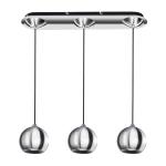 Chromowana lampa wisząca trzy klosze kule na listwie Azzardo AZ0637 Gulia 3xGU10