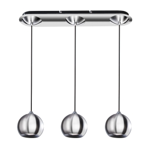 Chromowana lampa wisząca trzy klosze kule na listwie Azzardo AZ0637 Gulia 3xGU10