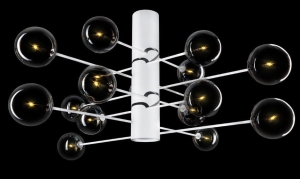 Biała lampa sufitowa z rozległymi ramionami i kloszami kulami Ramko 66266 Oslo 16xG4 130cm