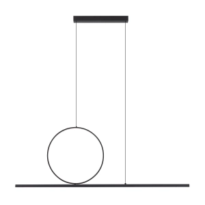 Czarna ledowa lampa wisząca obracany okrąg 45cm i listwa 115cm Nowodvorski 11879 Lineo LED 39W 3000K