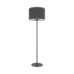 Klasyczna prosta lampa podłogowa z czekoladową podstawą i materiałowym abażurem czarny melanż Nowodvorski 11663 Amarela E27 163cm