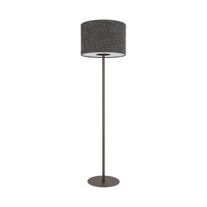 Klasyczna prosta lampa podłogowa z czekoladową podstawą i materiałowym abażurem czarny melanż Nowodvorski 11663 Amarela E27 163cm