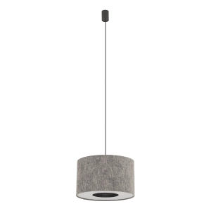 Lampa wisząca z okrągłym materiałowym szarym abażurem Nowodvorski 11673 Lago S E27 40cm