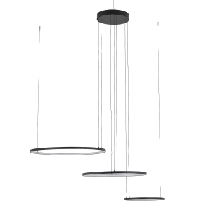 Czarna lampa wisząca obręcze 60cm i 45cm i 30cm Nowodvorski 11648 Circolo LED 85W 3000K