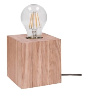 Lampa nocna nowoczesna drewniana dębowa podstawa box Spot-Light 7171174 Trongo Square E27 10x10cm