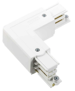 Biały łącznik kątowy L prawy do szyny natynkowej 3-fazowej Global Cora Lighting XTS35-3