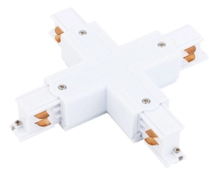 Biały łącznik krzyżowy X do szyny natynkowej 3-fazowej Global Cora Lighting XTS38-3