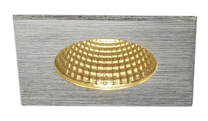 Kwadratowa wodoszczelna ściemnialna lampa podtynkowa w szczotkowanym aluminium SLV 114436 Patta LED 10W 870LM 3000K CRI90 38stopni IP65 8cm
