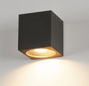 Zewnętrzna czarna lampa ścienna sześcian SLV 229565 Big ES111 IP44