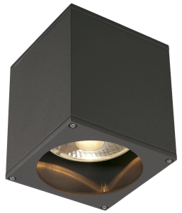 Sześcienna zewnętrzna antracytowa lampa sufitowa SLV 229555 Big ES111 IP44