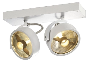 Biała lampa sufitowa techniczna z dwoma reflektorami ES111 SLV 147311 Kalu