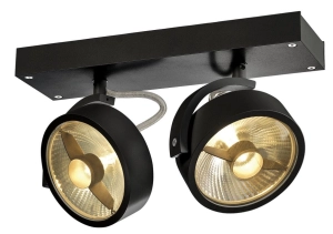 Czarna lampa sufitowa techniczna z dwoma reflektorami ES111 SLV 1000703 Kalu
