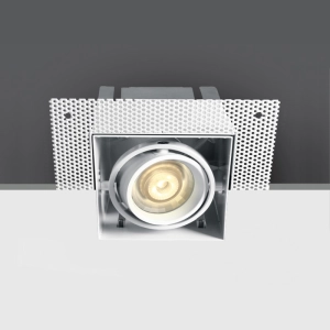 Biała regulowana kwadratowa lampa podtynkowa do szpachlowania One Light 51010TR/W Quadrox GU10 8,9cm