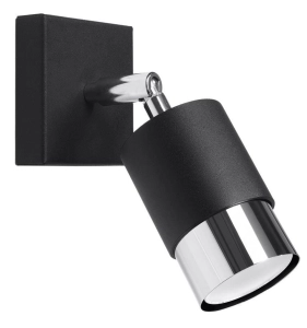 Czarny kinkiet punktowy z chromowanym kloszem Sollux Lighting SL.1064 Nero GU10