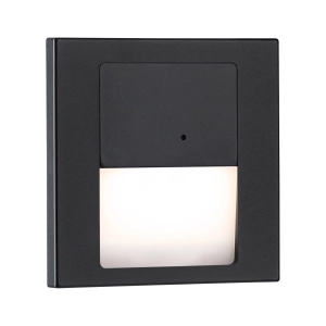 Czarna kwadratowa lampa schodowa z czujnikiem ruchu i zmierzchu do puszki Paulmann 80004 Tsaro LED 1W 2700K 230V