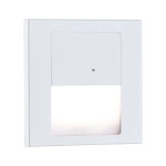 Biała kwadratowa lampa schodowa z czujnikiem ruchu i zmierzchu do puszki Paulmann 80002 Tsaro LED 1W 2700K 230V