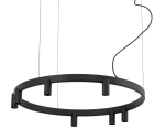 Czarna lampa wisząca obręcz ledowa 80cm i reflektory Nowodvorski 12285 Fourty Round ViI 7xGU10 i LED