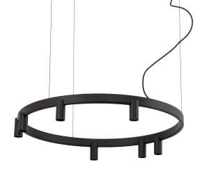 Czarna lampa wisząca obręcz ledowa 80cm i reflektory Nowodvorski 12285 Fourty Round ViI 7xGU10 i LED