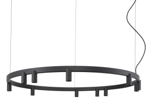 Czarna lampa wisząca obręcz ledowa 116cm i reflektory Nowodvorski 12288 Fourty Round XI 11xGU10 i LED