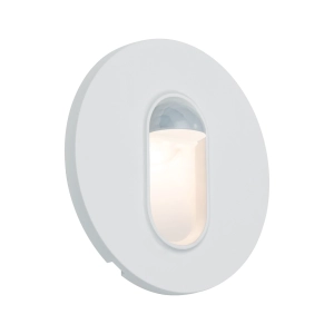 Biała okrągła lampa schodowa z czujnikiem ruchu i zmierzchu do puszki Paulmann 92925 Wall LED 1W 2700K 230V