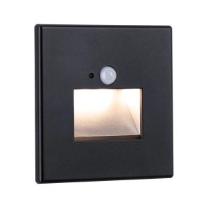 Czarna matowa kwadratowa lampa schodowa z czujnikiem Paulmann 93135 Edge 1,2W 2700K 230V