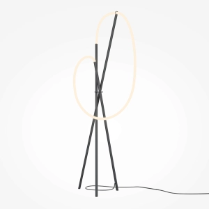 Czarna lampa podłogowa trójnóg z wężem ledowym Maytoni MOD369FL-L36B3K Crochet LED 36W 3000K 162cm