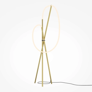 Mosiężna lampa podłogowa trójnóg z wężem ledowym Maytoni MOD369FL-L36BS3K Crochet LED 36W 3000K 162cm