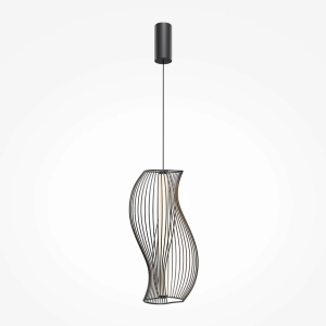 Czarna spiralnie skręcona falująca lampa wisząca Maytoni MOD263PL-L20B3K Shadows LED 20W 3000K