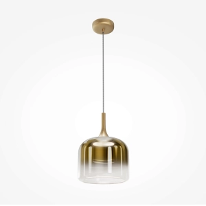 Złota lampa wisząca z dekoracyjnym szklanym kloszem Maytoni MOD286PL-L18G3K Spirito LED 12W 3000K 26cm
