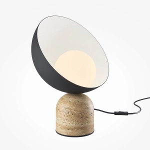 Beżowo czarna lampa stołowa z szklanym kloszem kulą w kopule Maytoni MOD453TL-01B Tavo G9
