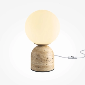Beżowa lampa stołowa z szklanym kloszem kulą Maytoni MOD453TL-01BG Tavo G9