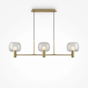 Mosiężna lampa wisząca listwa z szklanymi kloszami Maytoni MOD411PL-03G Vision 3xE14