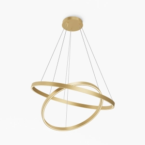 Lampa wisząca dwie ledowe mosiężne obręcze Maytoni MOD058PL-L74BSK Rim LED 84W 3500K 80cm