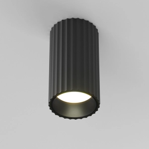 Czarna lampa sufitowa ryflowana tuba 10x5,6cm Maytoni C106CL-01-GU10-B Calipso GU10
