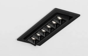 Czarna diodowa lampa podtynkowa podłużna AQForm 38065-M930-FB-00-12 Rafter Mini Points Move LED 10,5W 3000K CRI90 37stopni 14,3cm