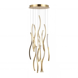Złota lampa wisząca ledowe fale Azzardo AZ6816 Flow LED 108W 3000K Ściemnialna 3-stopniowo