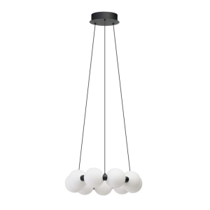 Czarna lampa wisząca obręcz z białymi kulami Azzardo AZ6894 Perla LED 19W 3000K Ściemniana 3-stopniowo