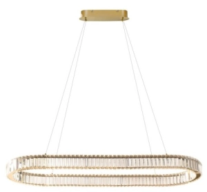 Złota owalna lampa wisząca 120cm z kryształkami Azzardo AZ6711 Spark LED 71W 3000-6000K z pilotem