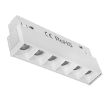 Biały z białą przesłoną podłużny reflektor diodowy na szynę magnetyczną Multiline Oxyled 402998 Dots S 12W 3000K 60stopni 19,3cm