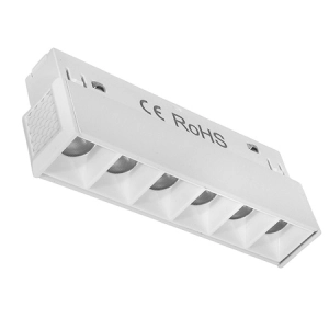 Biały z białą przesłoną podłużny reflektor diodowy na szynę magnetyczną Multiline Oxyled 402998 Dots S 12W 3000K 60stopni 19,3cm