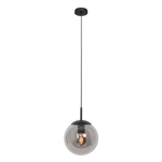 Czarna lampa wisząca z dymnym kloszem kulą Steinhauer 3497ZW Bollique E27 25cm