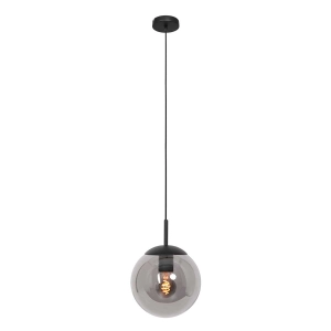 Czarna lampa wisząca z dymnym kloszem kulą Steinhauer 3497ZW Bollique E27 25cm